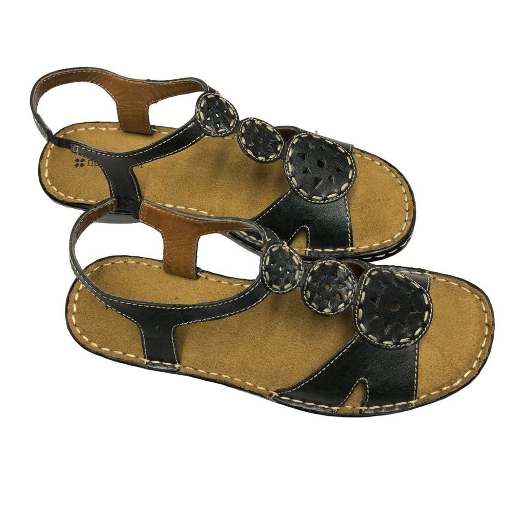 NTURALIZER BLACK LEATHER‎ UPPER SANDALS SIZE 8.5W